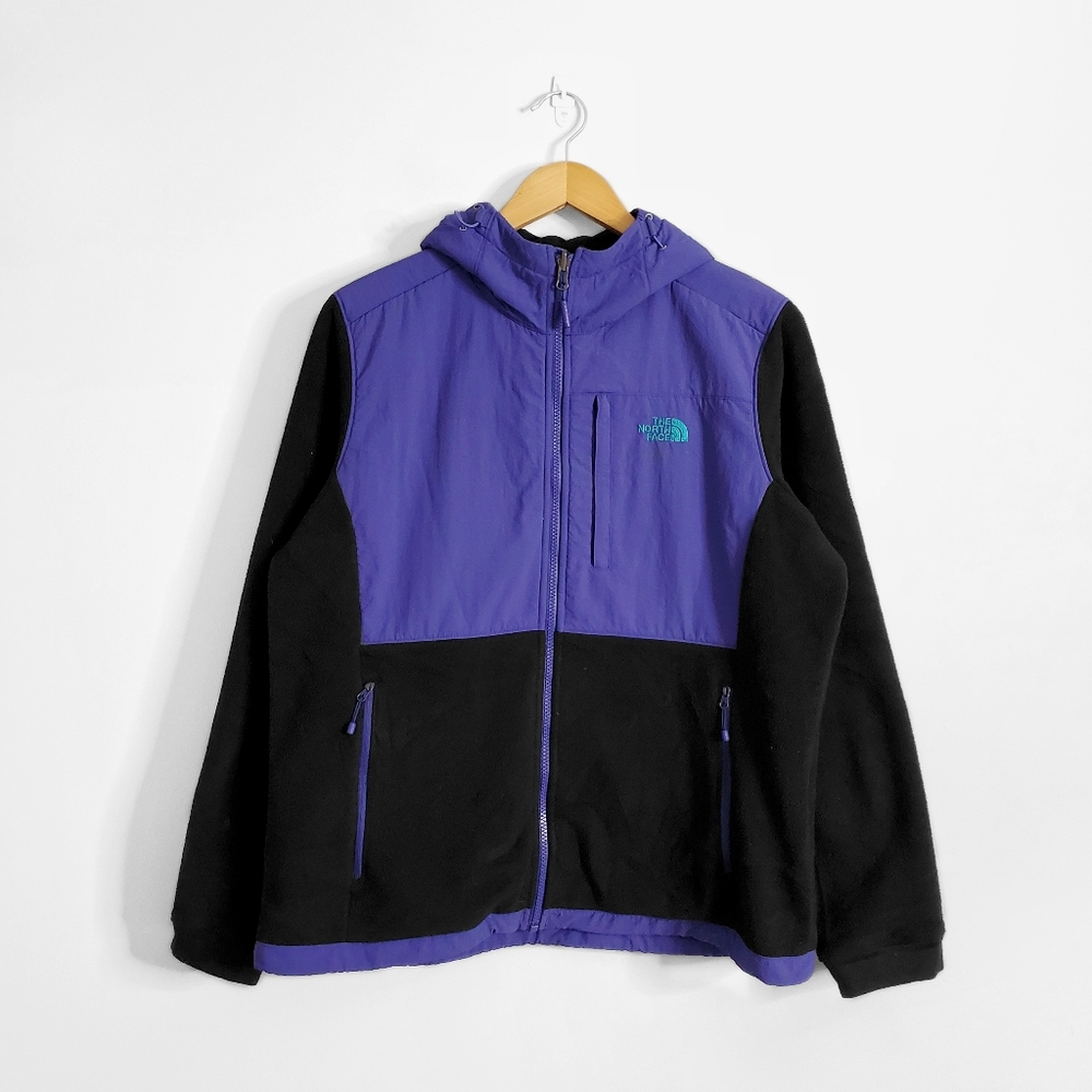 THE NORTH FACE Purple Black Fleece Full Zip Denali Hooded Jacket